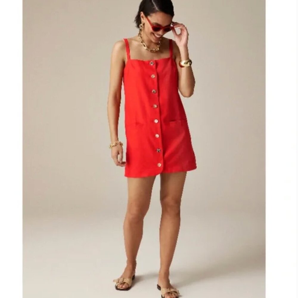 J. Crew red Claudia linen tank dress / Size L